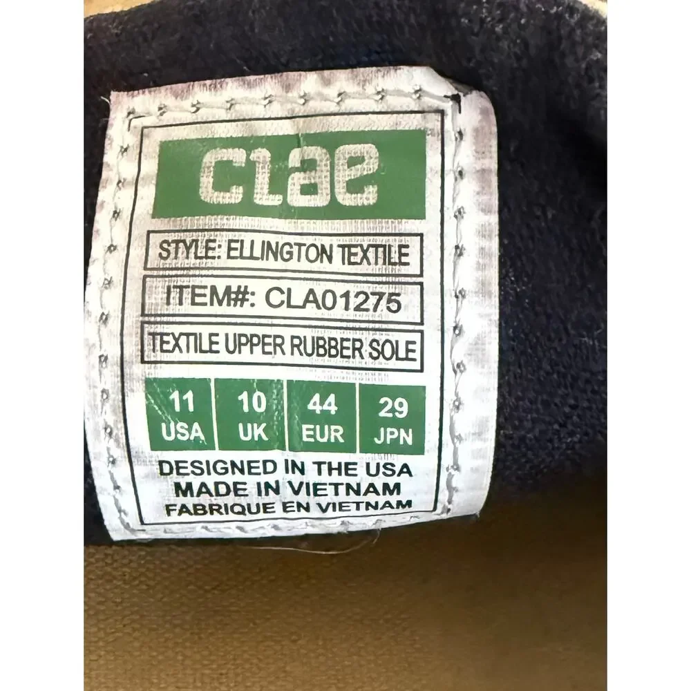 CLAE Ellington Textile Shoes Mens Sz 11 Beige Tan Perforated Oxford Comfort Lace